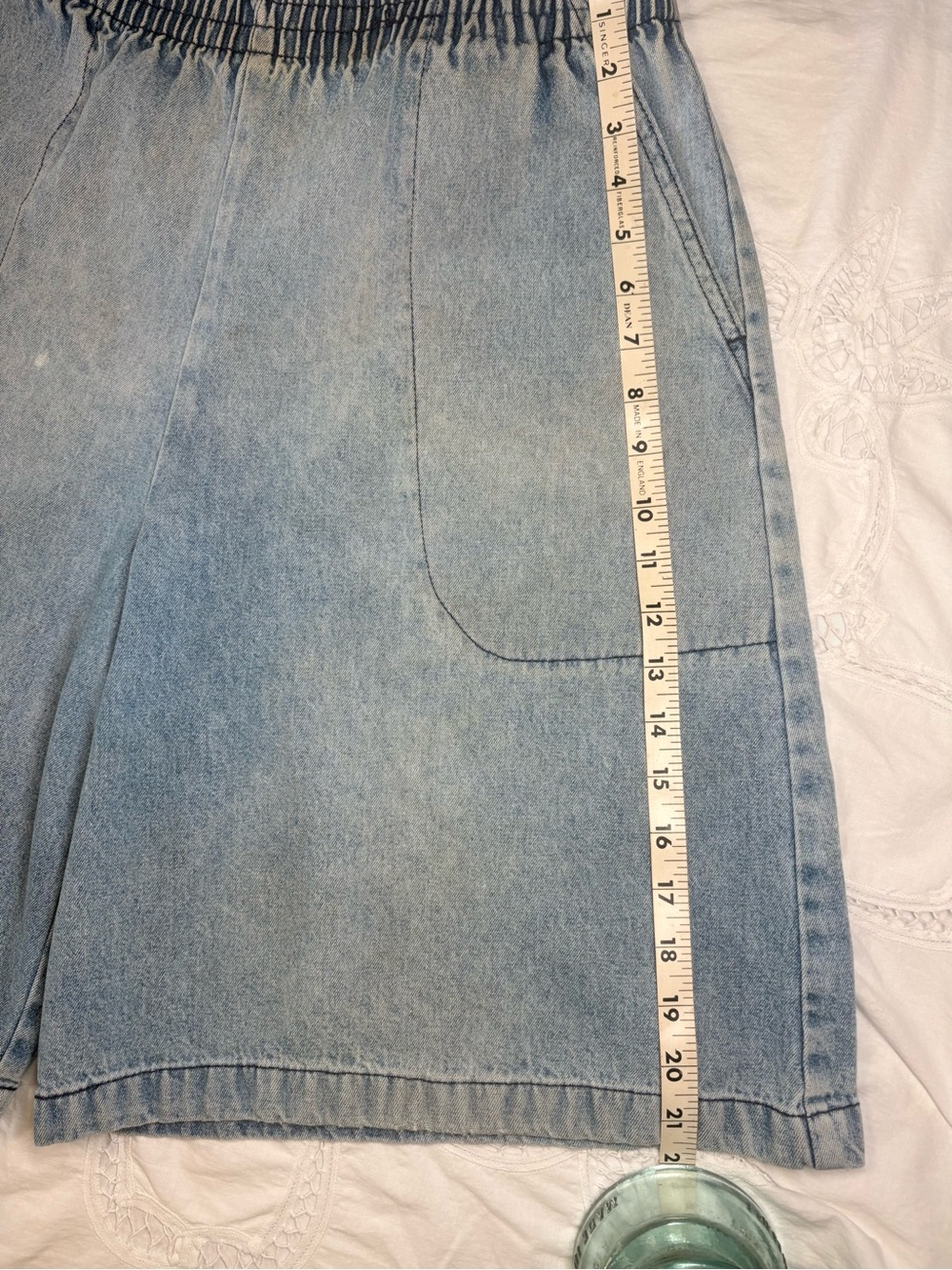 Vintage Season Ticket Light Wash Distressed Baggy Denim Jorts High Waist Long M - Picture 9 of 14